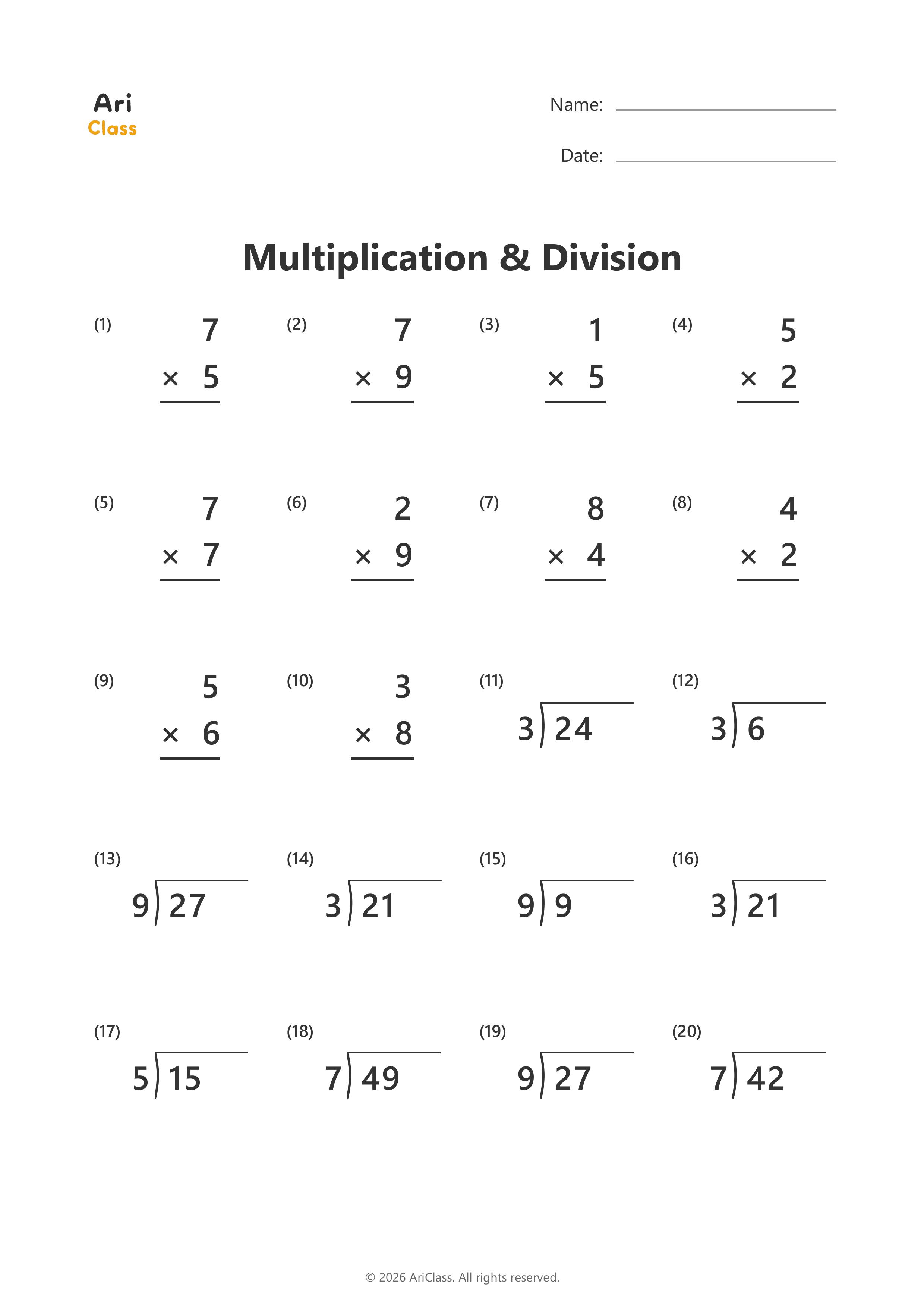 Multiplication Division
